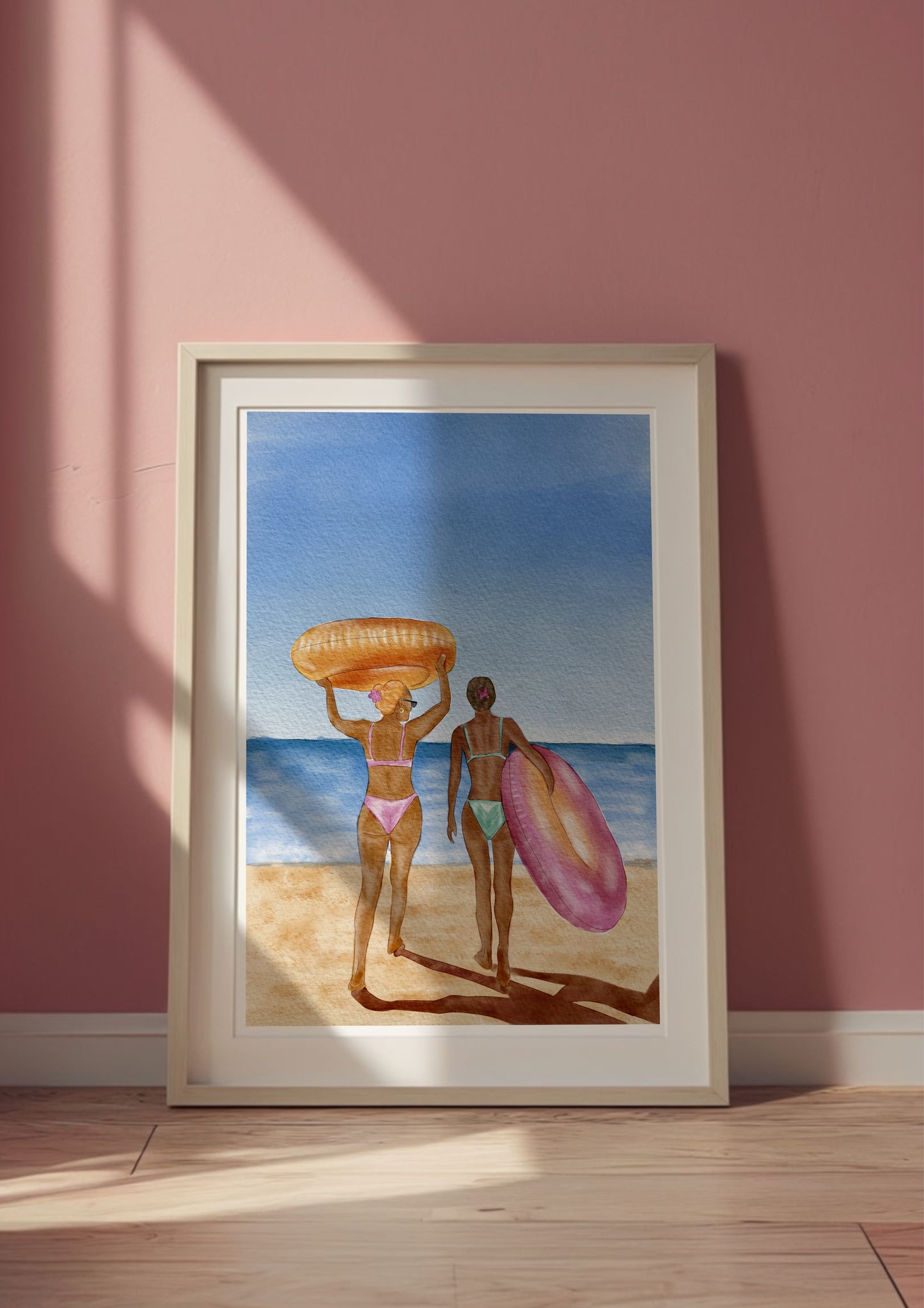 «Ferie dager» Fine Art Poster - Ferie, Strand og Varme Dager Akvarell Maling