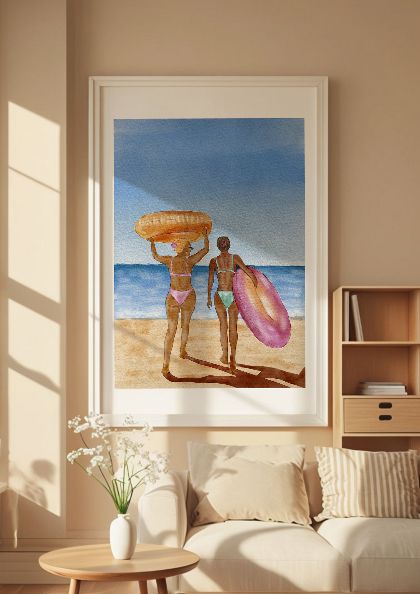«Ferie dager» Fine Art Poster - Ferie, Strand og Varme Dager Akvarell Maling