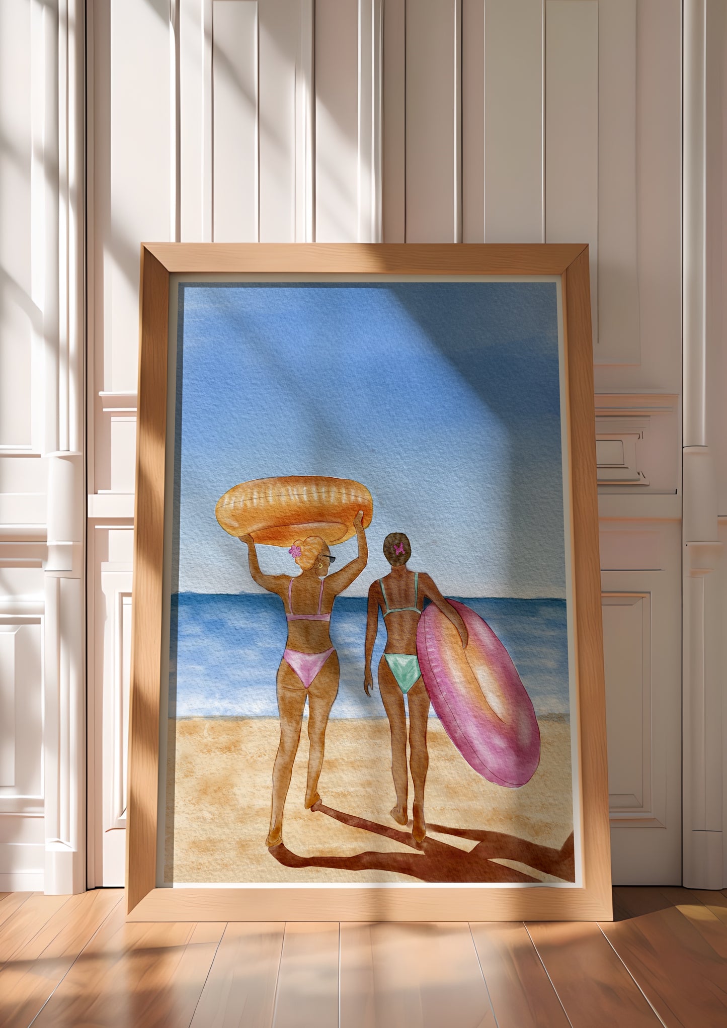 «Ferie dager» Fine Art Poster - Ferie, Strand og Varme Dager Akvarell Maling